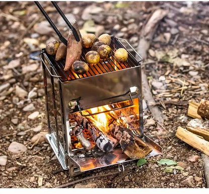 Portable Wood Stove for Camping | Compact Foldable Design | Stainless Steel | Efficient Combustion