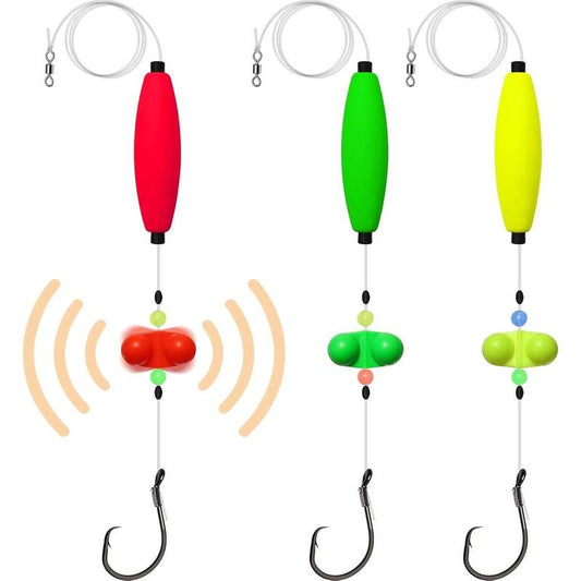 Pre-Rigged Catfish Rigs | Double Rattle Beads & Hi-Vis Floats | Carbon Steel Hooks 55 lb Leader