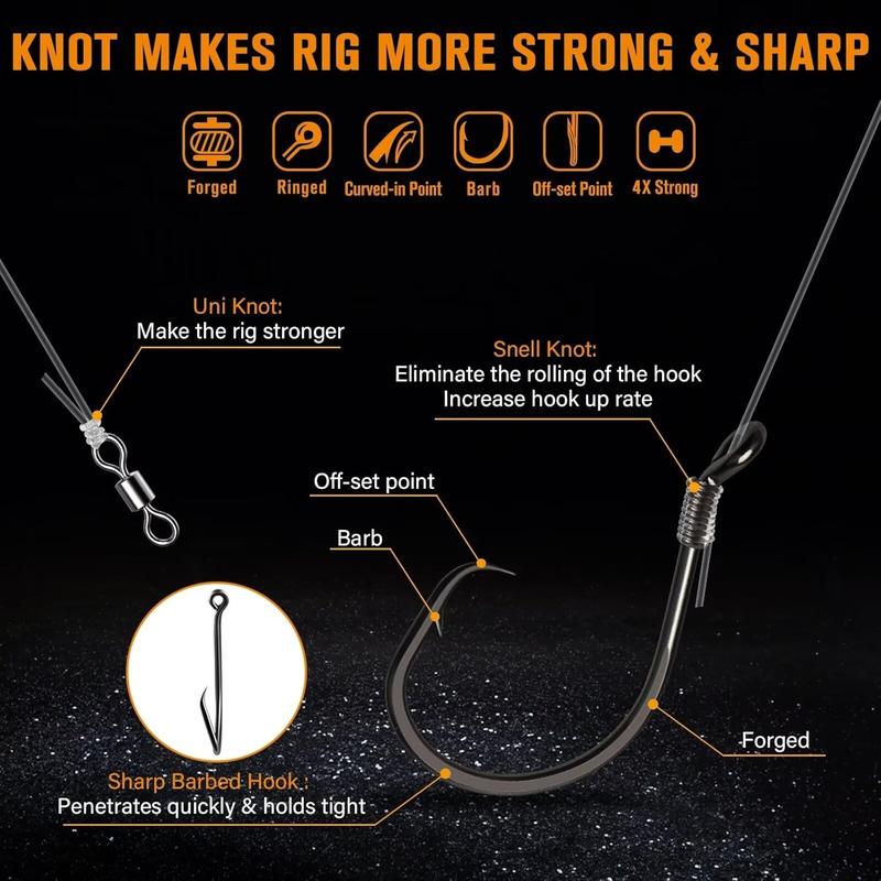 Pre-Rigged Catfish Rigs | Double Rattle Beads & Hi-Vis Floats | Carbon Steel Hooks 55 lb Leader