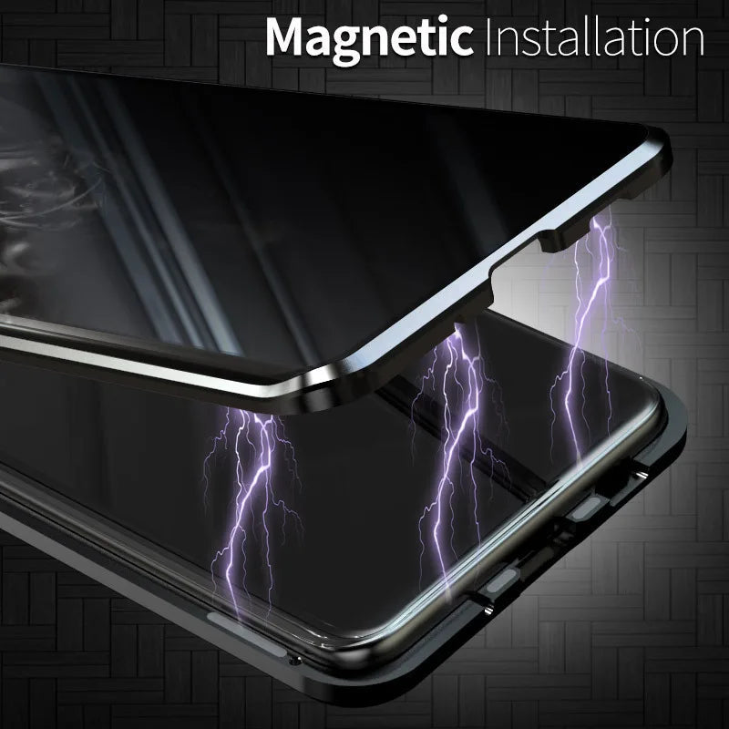 Privacy Phone Case | Magnetic Metal Frame & Tempered Glass | Clear Back & Scratch-Resistant