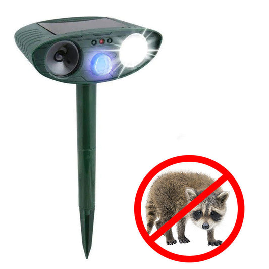 Raccoon & Pest Repeller | Motion-Activated Ultrasonic | Solar-Powered & Waterproof | Pet-Safe