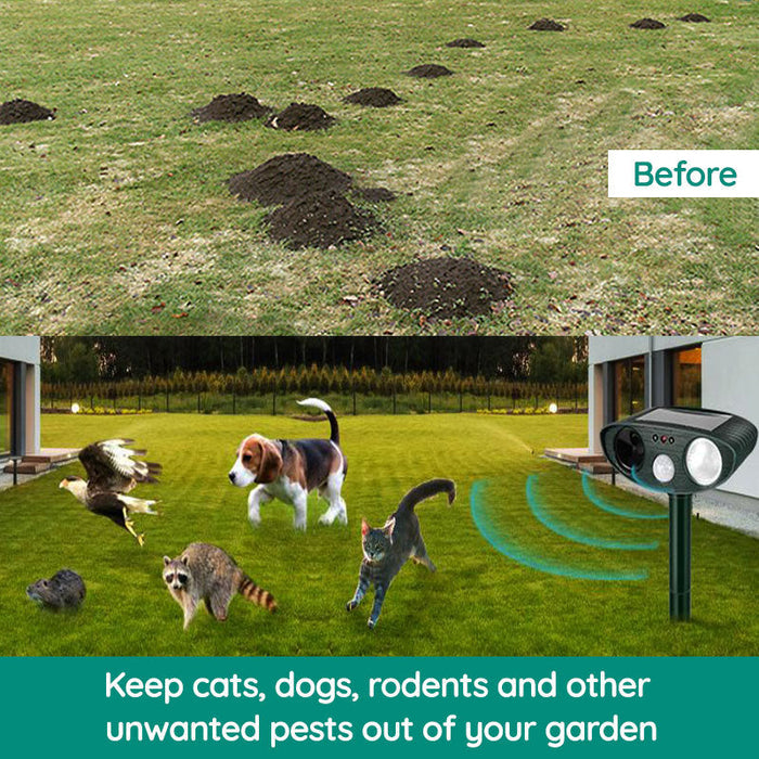 Raccoon & Pest Repeller | Motion-Activated Ultrasonic | Solar-Powered & Waterproof | Pet-Safe