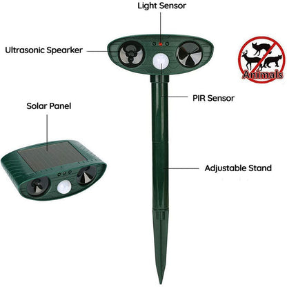 Raccoon & Pest Repeller | Motion-Activated Ultrasonic | Solar-Powered & Waterproof | Pet-Safe