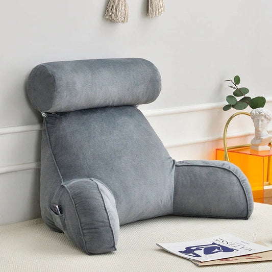 Reading Pillow with Arms | Velvet Cover & Plush Fill | Side Pocket & Handles | 75 x 45 cm