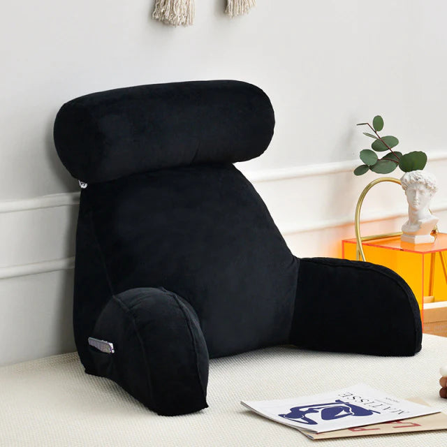 Reading Pillow with Arms | Velvet Cover & Plush Fill | Side Pocket & Handles | 75 x 45 cm