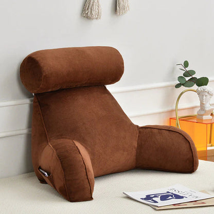 Reading Pillow with Arms | Velvet Cover & Plush Fill | Side Pocket & Handles | 75 x 45 cm