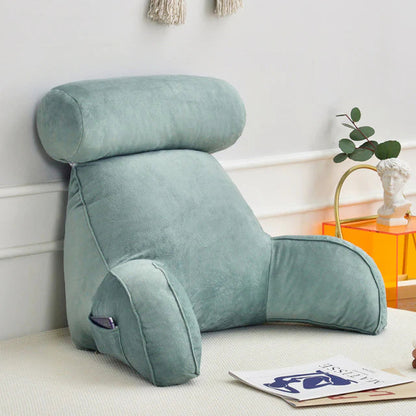 Reading Pillow with Arms | Velvet Cover & Plush Fill | Side Pocket & Handles | 75 x 45 cm