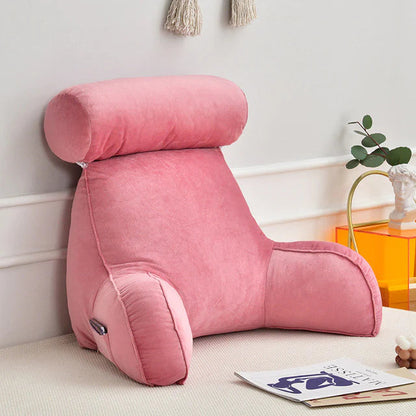 Reading Pillow with Arms | Velvet Cover & Plush Fill | Side Pocket & Handles | 75 x 45 cm