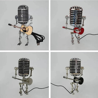 Robot Microphone Lamp | Vintage Metal Guitar Design | Adjustable LED | Music Lover Gift