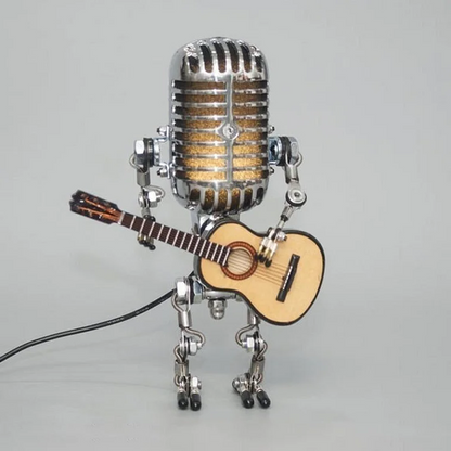 Robot Microphone Lamp | Vintage Metal Guitar Design | Adjustable LED | Music Lover Gift