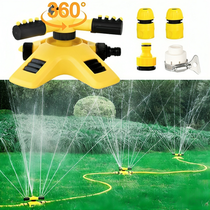 Rotating Lawn Sprinkler | 360° Coverage | Adjustable Spray & Water-Saving Design