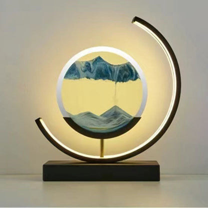 Sand Art Ornament | Hourglass Landscape & Three-Color Ambient Light | Metal Base | Stress Relief