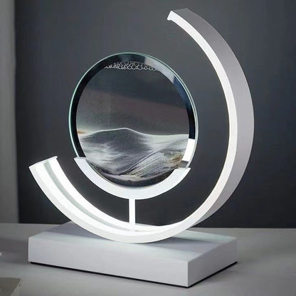 Sand Art Ornament | Hourglass Landscape & Three-Color Ambient Light | Metal Base | Stress Relief