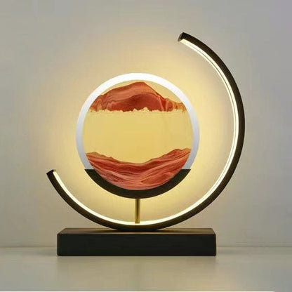 Sand Art Ornament | Hourglass Landscape & Three-Color Ambient Light | Metal Base | Stress Relief