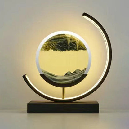 Sand Art Ornament | Hourglass Landscape & Three-Color Ambient Light | Metal Base | Stress Relief