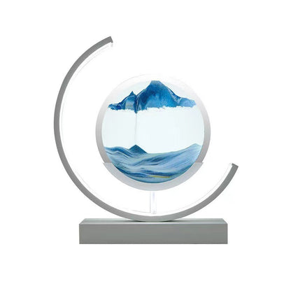 Sand Art Ornament | Hourglass Landscape & Three-Color Ambient Light | Metal Base | Stress Relief
