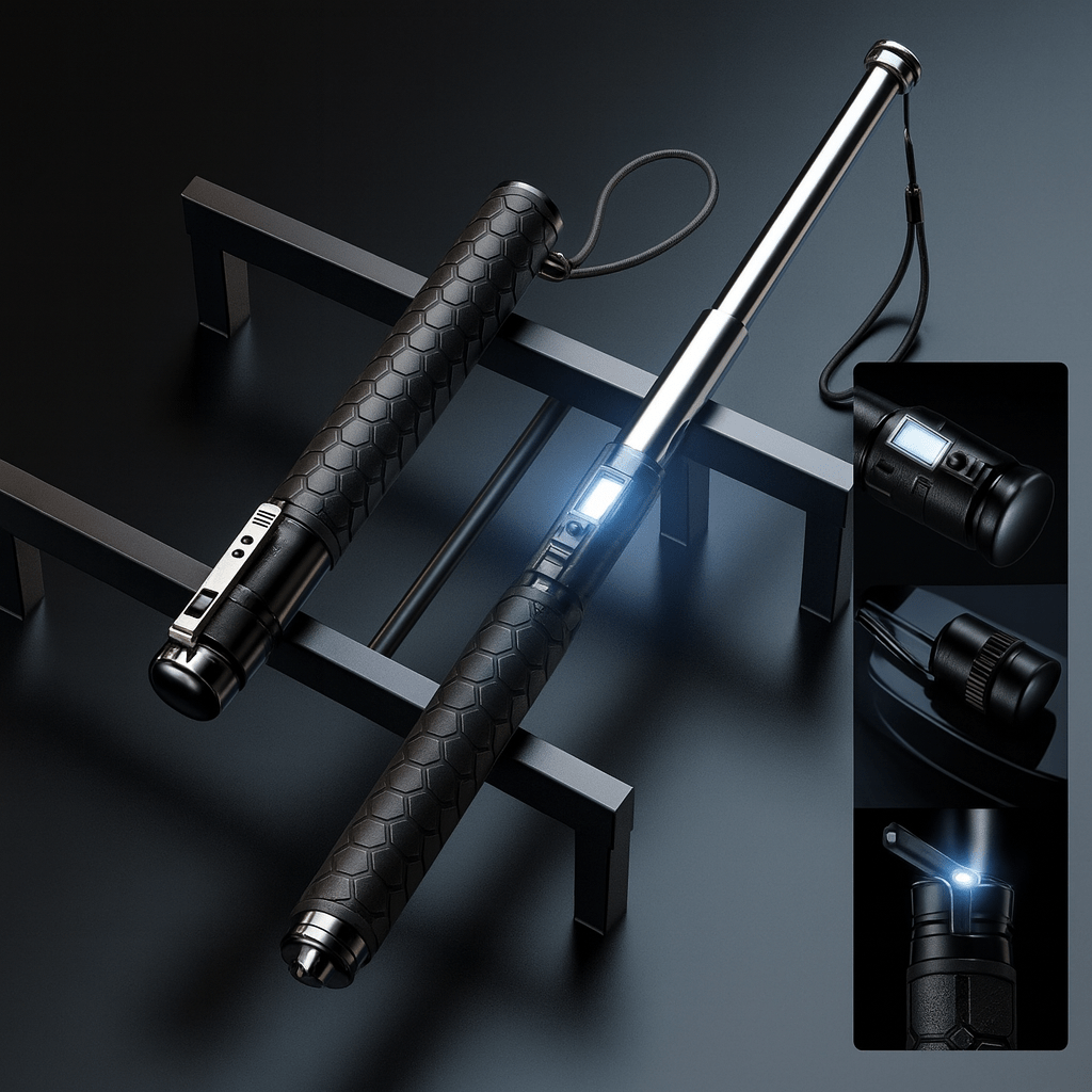 Self-Defense Walking Stick | Auto Quick-Deploy Cane | Ergonomic Non-Slip Grip, Adjustable Length