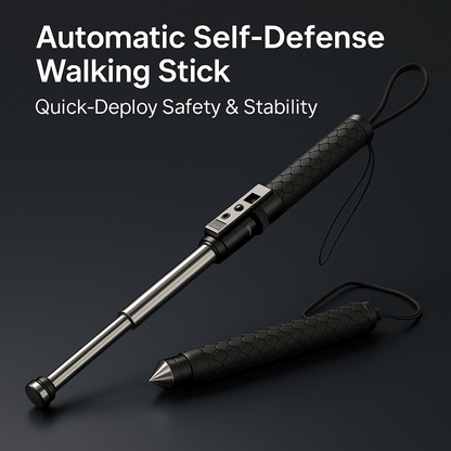 Self-Defense Walking Stick | Auto Quick-Deploy Cane | Ergonomic Non-Slip Grip, Adjustable Length