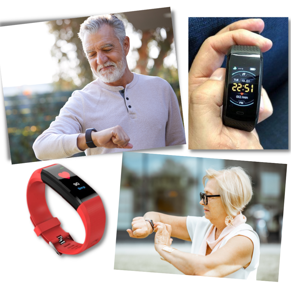 Senior Smartwatch | Easy-Read LED Display | Heart Rate & BP Monitor | Long Battery Life