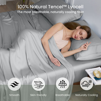 Silky Sheet Set | Moisture-Wicking & Breathable | Lyocell Fabric | Cool Night's Sleep