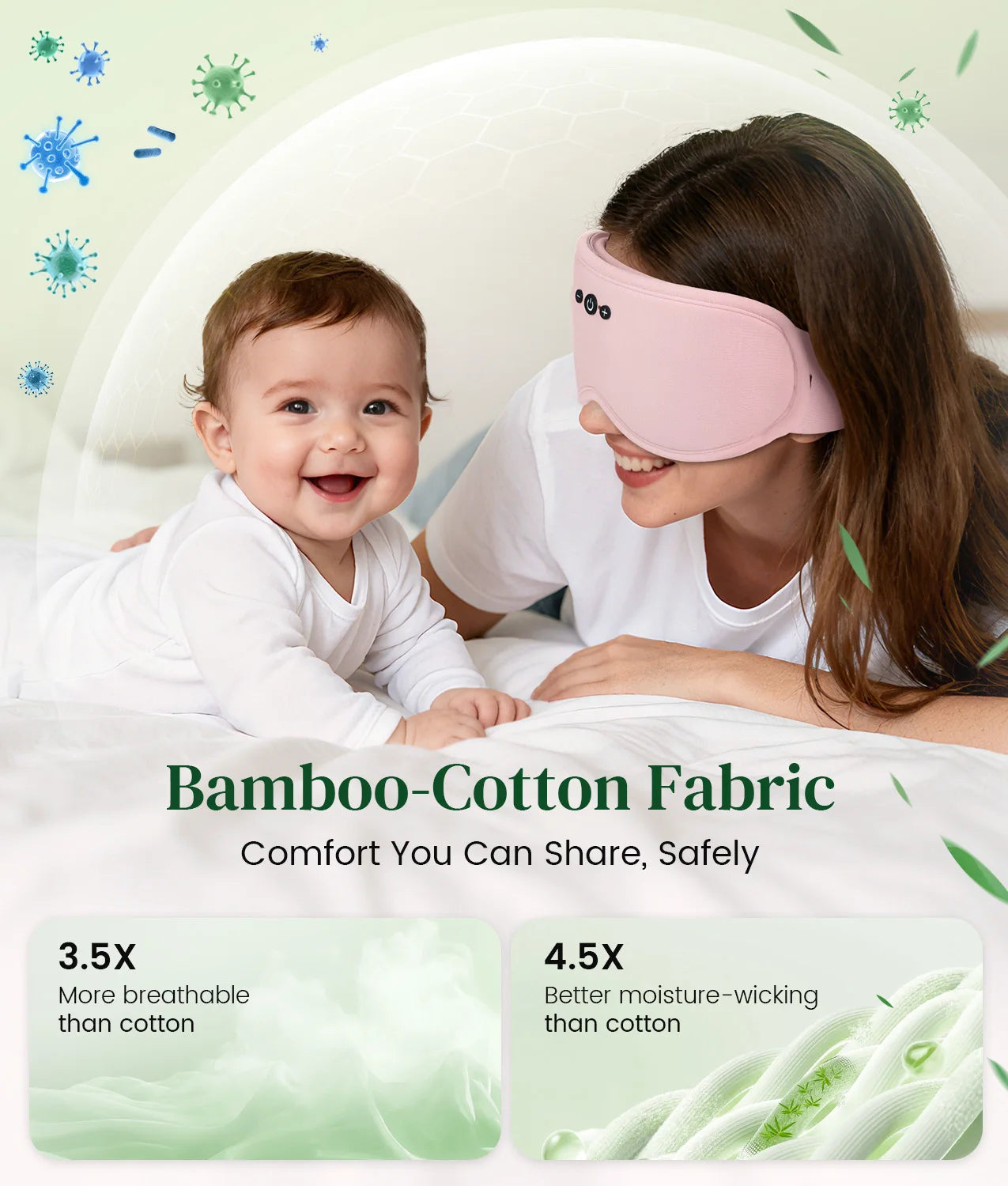 Sleep Eye Mask | Bluetooth Audio Playback | Bamboo Fiber & Breathable Fabric | Comfortable Fit