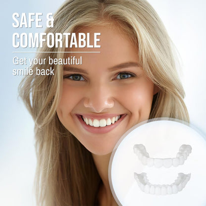 Snap-On Veneers (Upper & Lower) | Natural-Looking Finish | Silicone Liner | Comfortable Fit