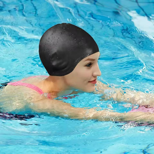 Swim Cap | Silicone with Ear Pockets | Stretch Fit for Long Hair | Chlorine Protection