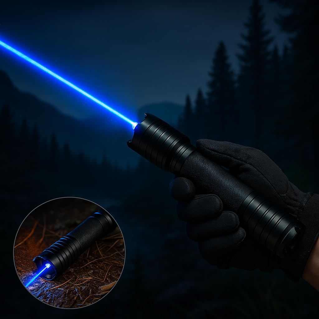 Tactical Flashlight | High-Intensity Laser & Adjustable Focus | Aluminum Body & Rechargeable Kit