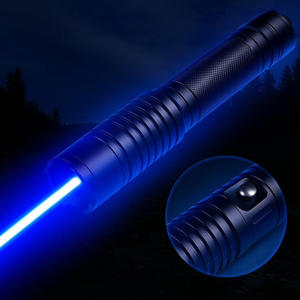 Tactical Flashlight | High-Intensity Laser & Adjustable Focus | Aluminum Body & Rechargeable Kit