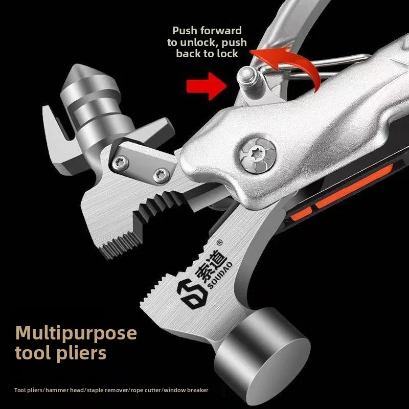 Tactical Multi-Tool | 10-in-1 Survival Tool | Stainless Steel Head | Emergency Use