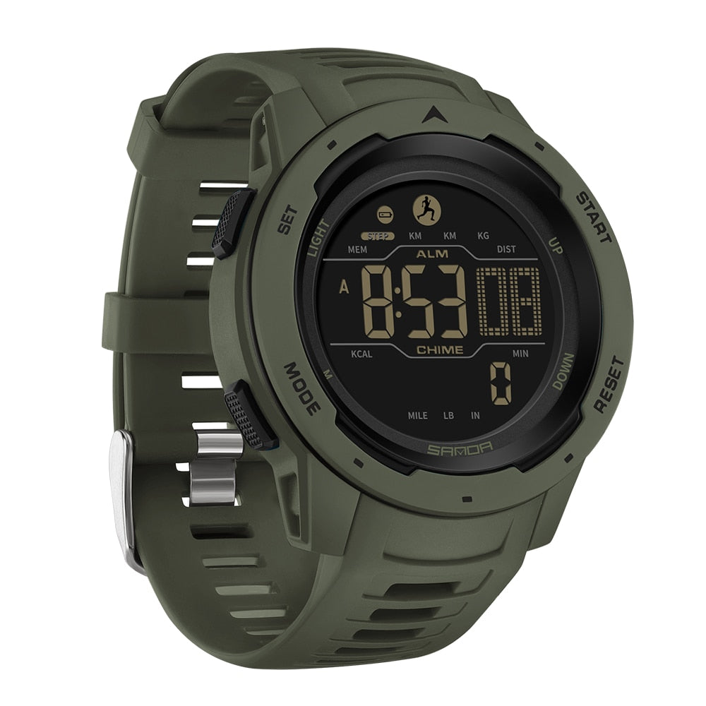 Tactical Pedometer Watch | Waterproof Military Design | Step Counter & 45mm Dial