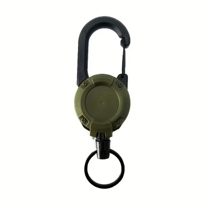 Tactical Retractable Keychain | Heavy-Duty Spring Carabiner | Metal & 65cm Cord | Outdoor Use
