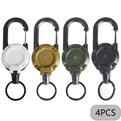 Tactical Retractable Keychain | Heavy-Duty Spring Carabiner | Metal & 65cm Cord | Outdoor Use