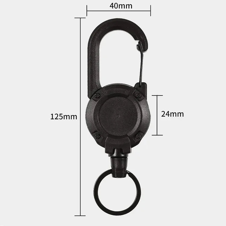 Tactical Retractable Keychain | Heavy-Duty Spring Carabiner | Metal & 65cm Cord | Outdoor Use