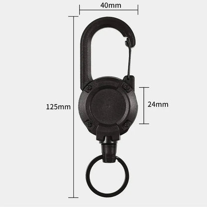 Tactical Retractable Keychain | Heavy-Duty Spring Carabiner | Metal & 65cm Cord | Outdoor Use