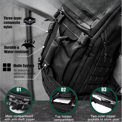 Tactical Travel Backpack | Large Capacity | Water-Resistant Oxford Fabric | Comfortable Fit