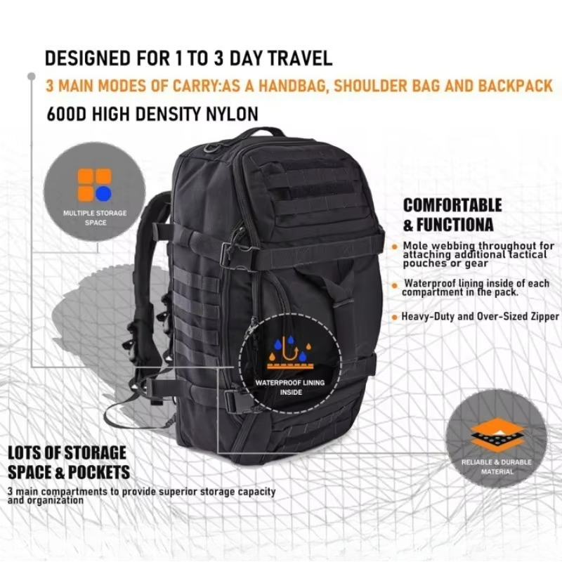 Tactical Travel Backpack | Large Capacity | Water-Resistant Oxford Fabric | Comfortable Fit