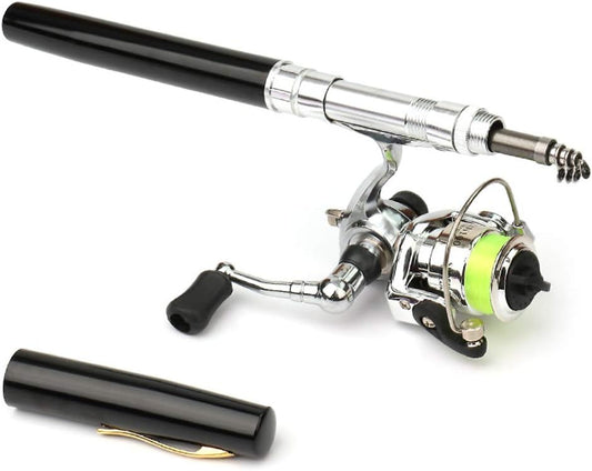 Telescopic Fishing Rod & Reel Combo | Pen-Style 1M | Carbon Fiber & EVA Handle