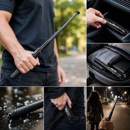 Telescopic Walking Stick | Automatic Quick-Deploy | Anti-Slip Ergonomic Grip & Steel Shaft
