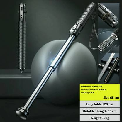 Telescopic Walking Stick | Automatic Quick-Deploy | Anti-Slip Ergonomic Grip & Steel Shaft