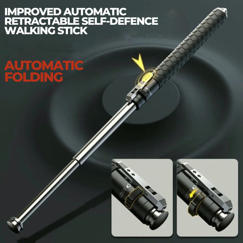 Telescopic Walking Stick | Automatic Quick-Deploy | Anti-Slip Ergonomic Grip & Steel Shaft