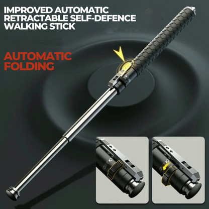 Telescopic Walking Stick | Automatic Quick-Deploy | Anti-Slip Ergonomic Grip & Steel Shaft