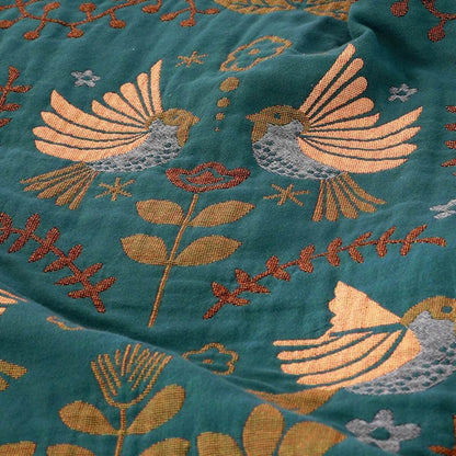Throw Blanket | Reversible Scandinavian Bird Design | Cotton | Cozy & Versatile