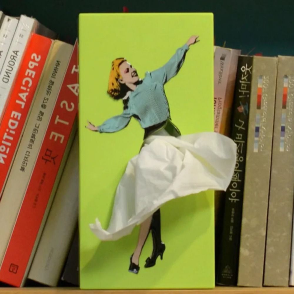 Tissue Box Cover | Interactive Flying Skirt Design | Weighted Base & Reusable | 25x13x8 cm