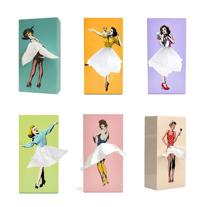 Tissue Box Cover | Interactive Flying Skirt Design | Weighted Base & Reusable | 25x13x8 cm