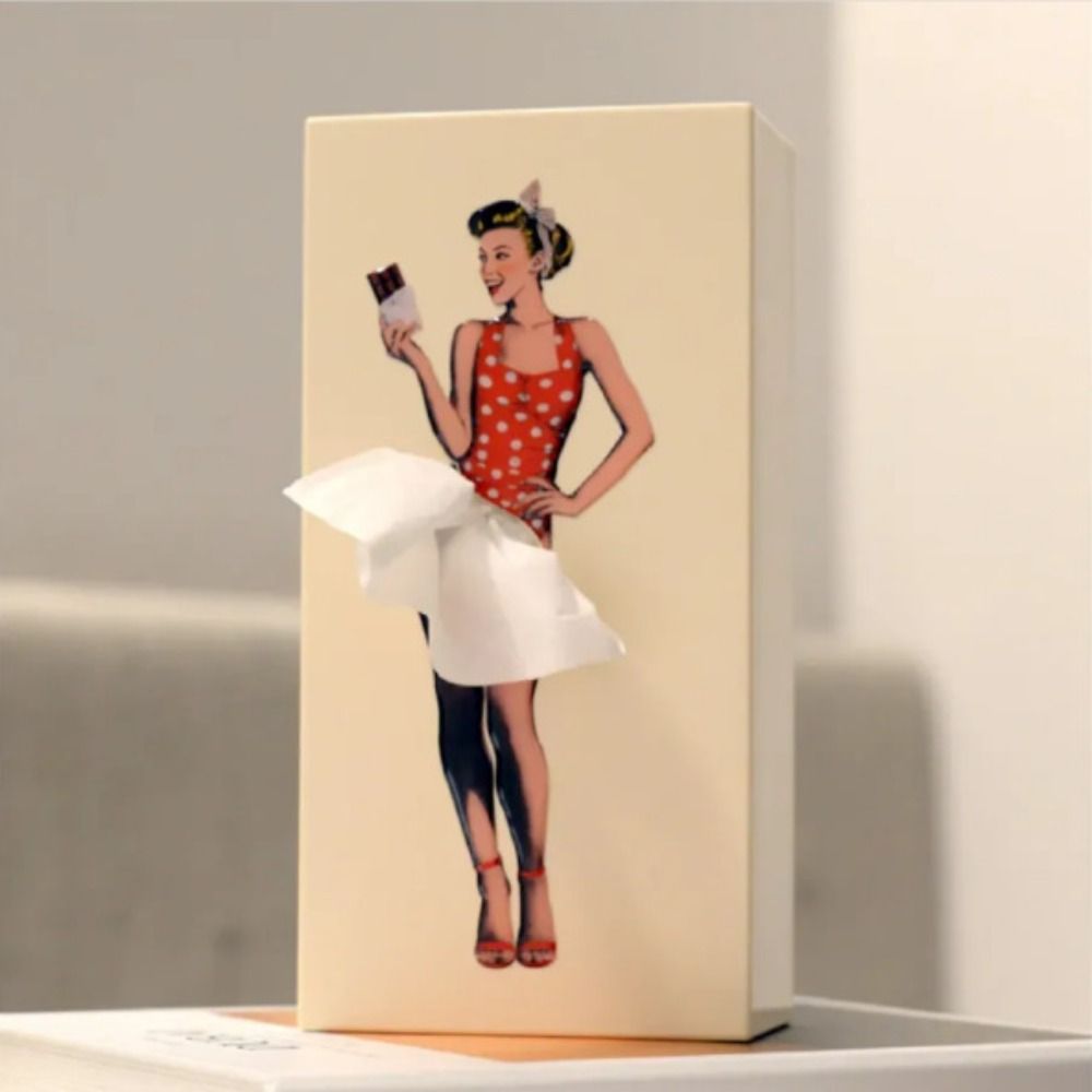 Tissue Box Cover | Interactive Flying Skirt Design | Weighted Base & Reusable | 25x13x8 cm