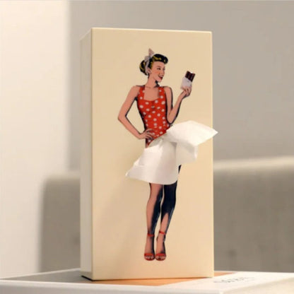 Tissue Box Cover | Interactive Flying Skirt Design | Weighted Base & Reusable | 25x13x8 cm
