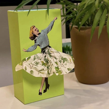 Tissue Box Cover | Interactive Flying Skirt Design | Weighted Base & Reusable | 25x13x8 cm