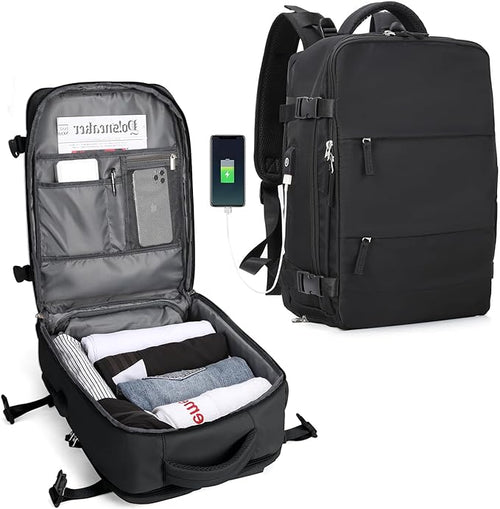 Travel Backpack | Built-In USB Charging Port | Water-Resistant Nylon | Comfortable Fit