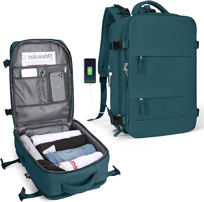 Travel Backpack | Built-In USB Charging Port | Water-Resistant Nylon | Comfortable Fit